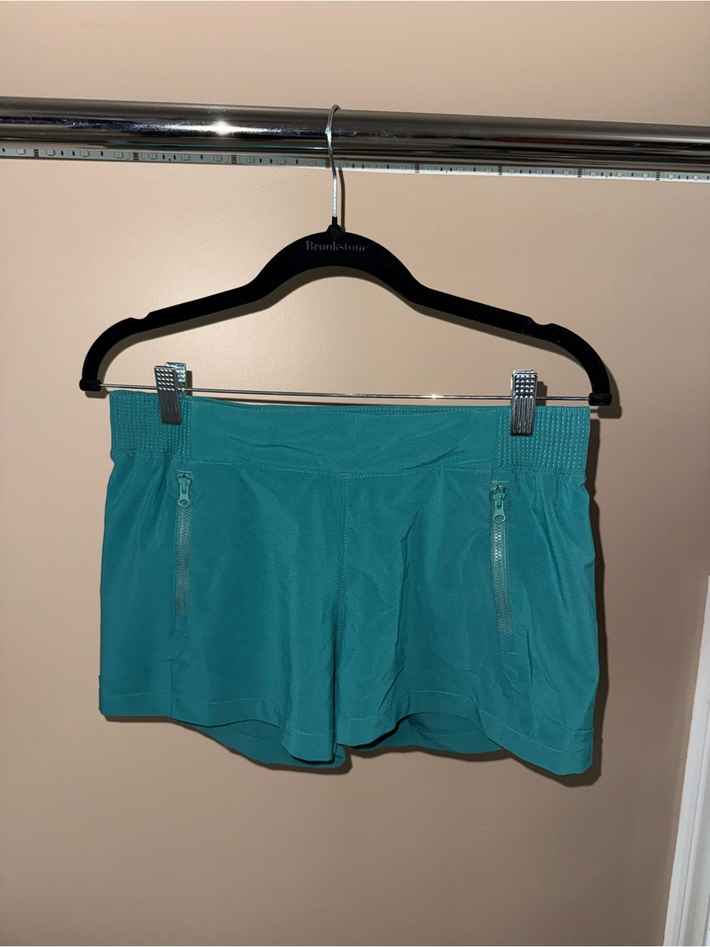 Women's Athletic Shorts in Teal with Zip Pockets